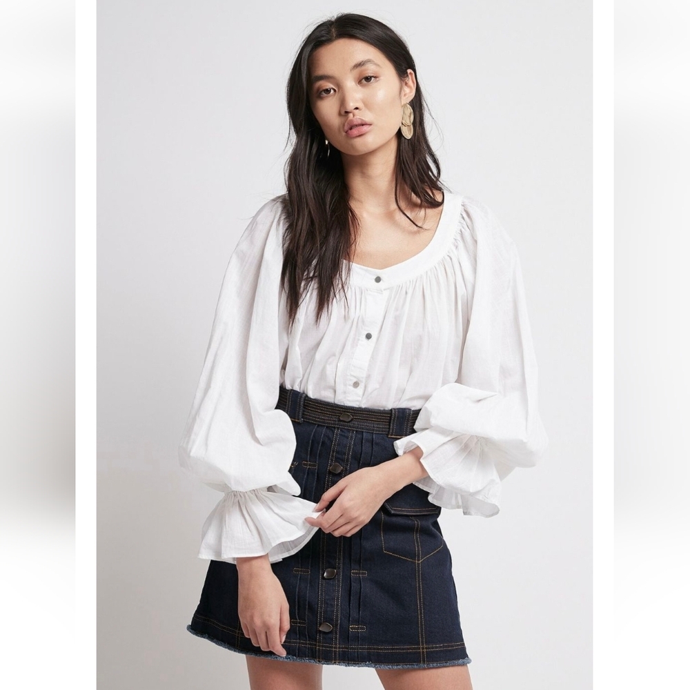 Aje Le Cosaire Blouse White With Gold Buttons One Size